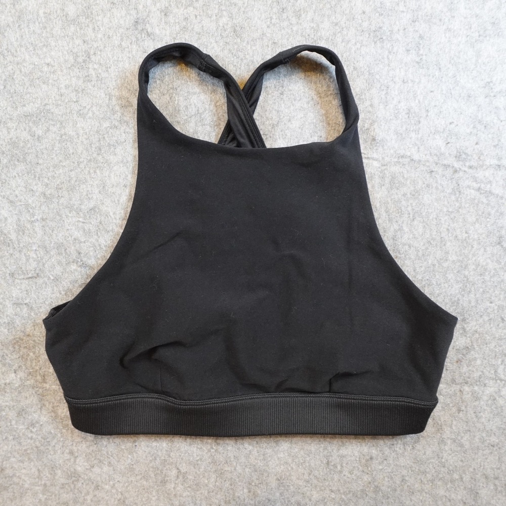 Alo Yoga Sports Bra Women Large Black Warrior Gym Fitness High Neck Racerback